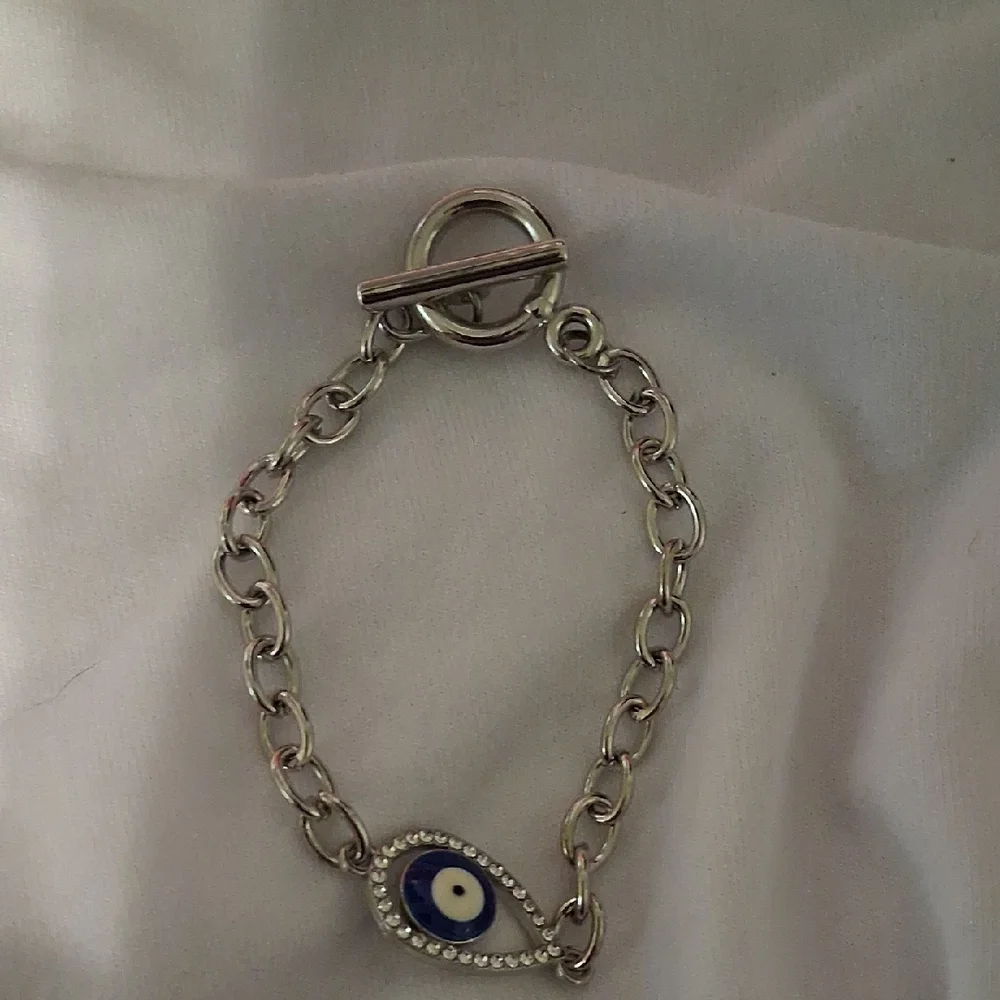 Blue and Silver Evil Eye Charm Bracelet - Picture 1 of 3